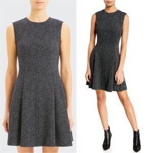 Theory Sleeveless Seamed Speckle Knit Fit & Flare Dress‎ in Navy Multi size 4